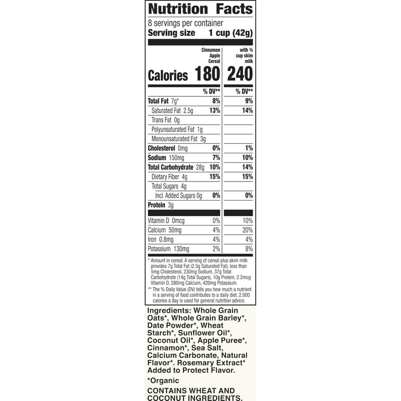 Cascadian Farm Organic Cinnamon Apple Cereal, No Added Sugar, Made