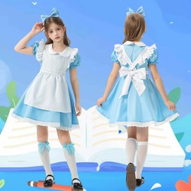Apparlxer Maid Clothes, Girls, Cosplay, Dress, Apron Included, Headband, 3-Piece Set, Cute, Maid Headband, Apron, Costume, Dress, Children, Costume, Parties, Events, Theatrical (140)
