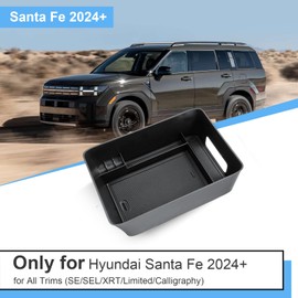 Coleya 2024 2025 2026 Santa Fe Center Console Organizer for Hyundai Santa Fe (SE/SEL/XRT/Limited/Calligraphy), Durable ABS Plastic&Anti-Slip Rubber Console Tray 2026 2025 Santa Fe Hybrid Accessories