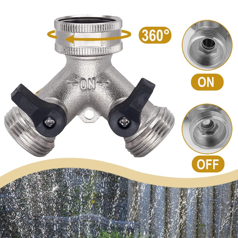 2-Way Brass Tap, Garden Hose Diverter with Separate Switch and