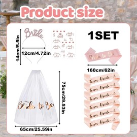 10 Hen Party Accessories Set, Bride to Be Sash, Bride to Be Decorations, Includes Veil, Headband, Sash, and Stickers, Perfect for Wedding Celebrations and Bachelorette Parties
