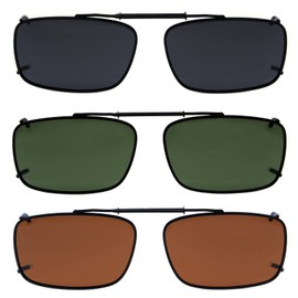 Eyekepper Grey/Brown/Green Lens 3-pack Clip-on Polarized Sunglasses 56x34MM