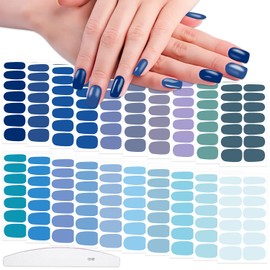 WOKOTO 20 Sheets Blue Nail Strips for Women Nails, Multi-Color Blue Nail Polish Strips Solid Stickers Full Nail Wraps for Women, Nail Polish Stickers Gel Strips for Nails Decorations