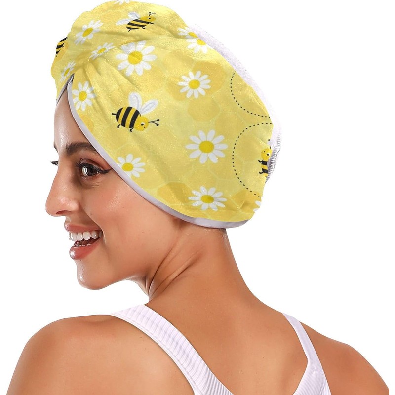 Toalla de cabello de secado rápido con botón suave, ligera,