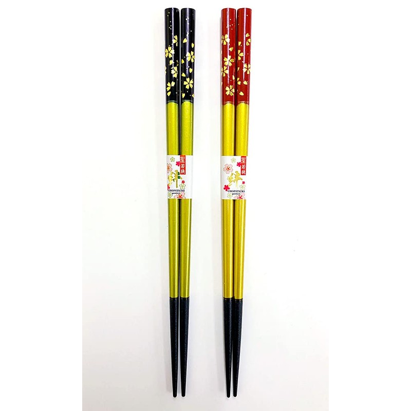 Couples Chopsticks Kinmai Cherry Blossoms, Black, Red, Dishwasher Safe, Design