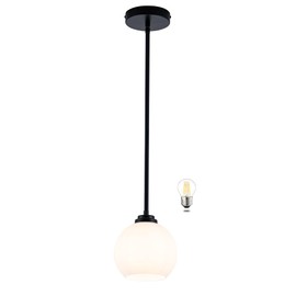 MAYNA 1 Pack Modern Pendant Lights Kitchen Island, Matte Black Globe Pendant Light Fixtures, Adjustable Height Hanging Island Lights for Kitchen Island Dining Room (Bulb Included)