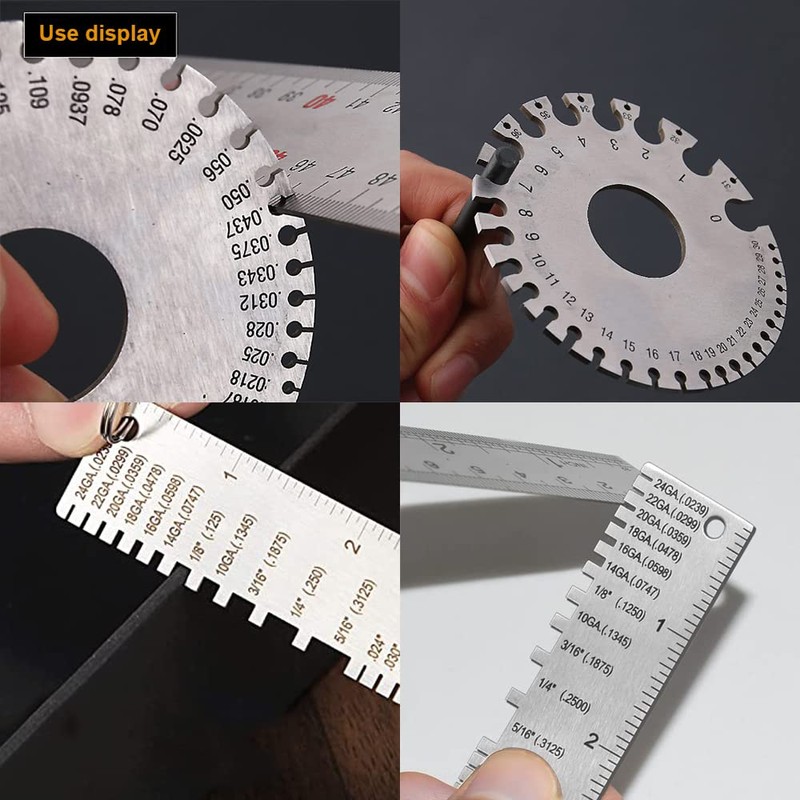 2 Pieces Wire Gauge Measurement Tool, Stainless Steel Thickness Gauges,