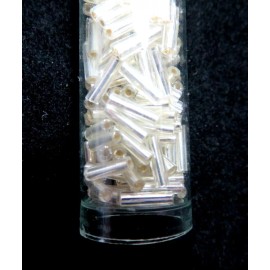 Czech SILVER LINED CRYSTAL ~ #2 BUGLE ~ 3 Inch Tube ~ GLASS BEADS LOT