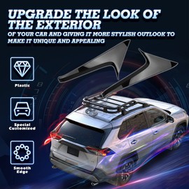 x xotic tech Exterior Rear Spoiler Wing Side Beveled Window Sill Pillar Molding Cover Trim, Glossy Black, Compatible with Toyota RAV4 2019-2024