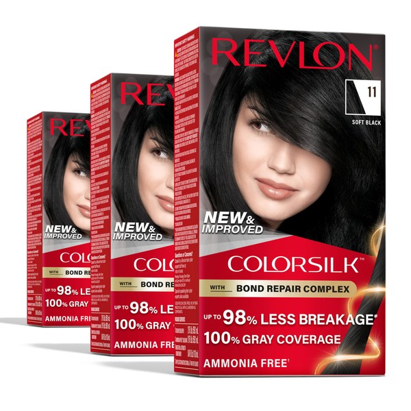 Revlon ColorSilk with Bond Repair Complex, Black Permanent Hair Color,