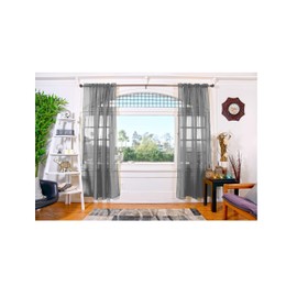 All American Collection Doli Sheer Curtains | 108" x 84" Panels (Grey)