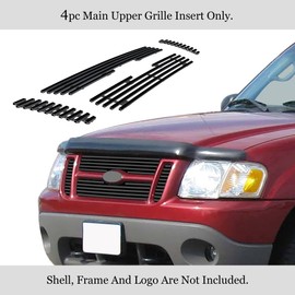 APS Compatible with Ford Explorer Sport 2001-2003 & 01-05 Sport Trac Main Upper Stainless Steel Black 8x6 Horizontal Billet Front Grill Grille Insert F65323J