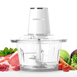 COOKZHOM Food Processor,Electric Food Chopper with 500W Stainless Steel Motor & 4 Sharp Blade Sets,8-Cup Glass Bowl for Meat, Vegetables, Fruits and Nuts