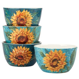 Certified International Golden Sunflowers 5.25" Ice Cream/Dessert Bowls,Set of 4