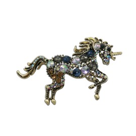Perfect Big Crystal Unicorn Vintage Gold Color Horse Brooch for Women & Ladies