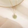 LOOYUUPEE Natural Hetian Jade Pendant Safe Buckle Necklace, Real Green