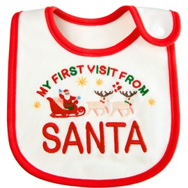 SATINIOR Christmas Baby Bibs It's My First Christmas Baby Feeding Bib First Christmas Baby Gifts for Boy Girl Babies Newborns Toddlers(Santa)