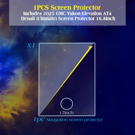 EUEKY 2025 Yukon Tempered Glass Screen Protector Accessories 2025 GMC Yukon Elevation/AT4/Denali/AT4 Ultimate/Denali Ultimate 16.8Inch Screen Protector 2025 Yukon