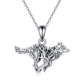 ONEFINITY Phoenix/Dragon/Wolf/Shark/Horse Necklace 925 Sterling Silver Bird Pendant Charm Gift for Women Men Girls Boys, Sterling Silver, No Gemstone