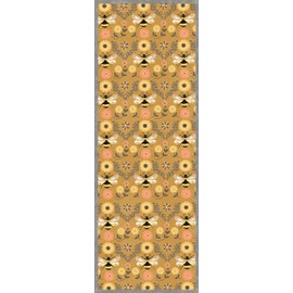 Floor Flair Collection, Honey and Hive Bee Floral 2.5 x 7 Feet, Durable Waterproof & Stain Resistant Vinyl, Indoor Area Mat, Protective Floor Covering, Interior Home Décor