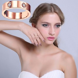 VPKJewelry Love Gold Ring 18k Rose Gold Plated Stainless steel Men Women ring band full 6 stones free red box sz 10