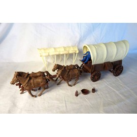 Marx/Classic Toy Soldiers, Inc: Conestoga Covered Wagon, with 4 Horses, Two Tops and Driver in 54mm
