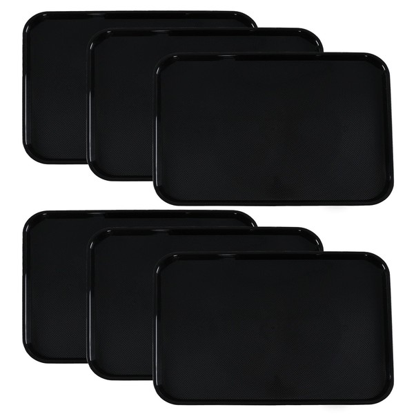 Qqbine 25.2" x 17.5" Extra Large Rectangle Plastic Trays, Black