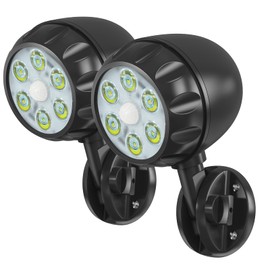 Sunenvoy Motion Sensor Battery Powered Outdoor Light,IP65 Waterproof Spotlight,6 LED Motion Detecting Light,360° Adjustable Floodlight for House Walls Garage Yard Porch and Stairs,Black (2 Pack)