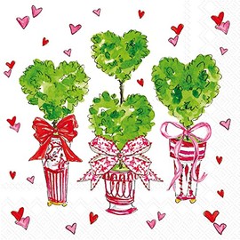 IHR Ideal Home Range 3-Ply Paper Napkins Rosanne Beck Collections, 20-Count Cocktail Size, Heart Topiary