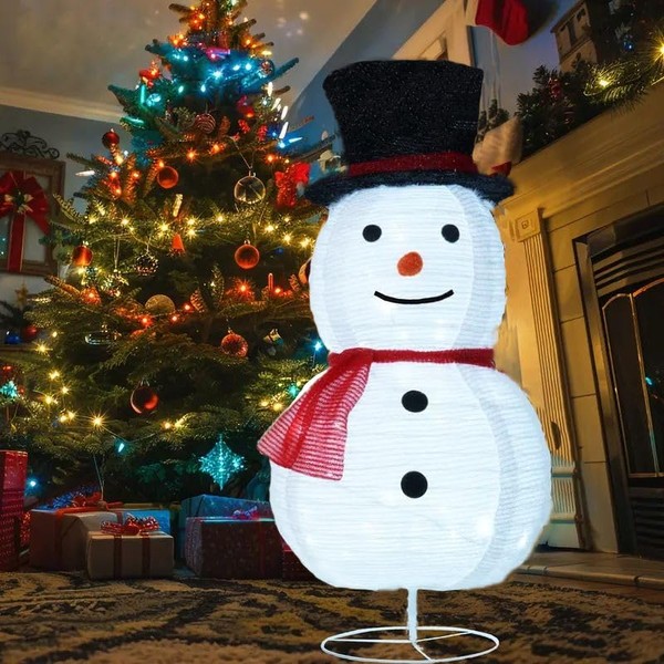 3FT Pre-Illuminated Snowflake Fabric Telescopic Christmas Snowman