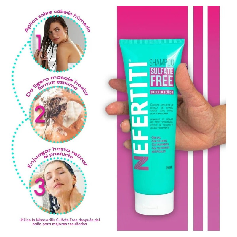 Nefertiti Shampoo Y Mascarilla Sulfate Free Cabello Teido