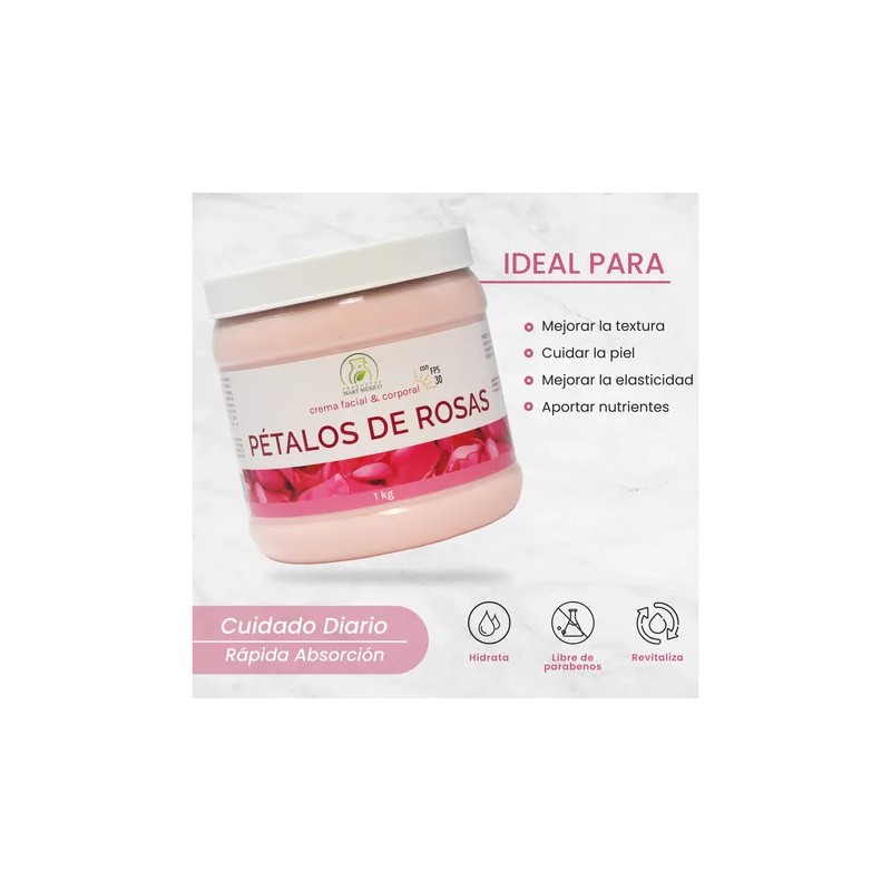 Crema De Pétalos De Rosas Piel Seca Con Filtro Solar
