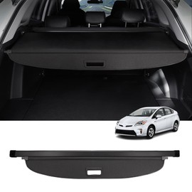 Powerty Cargo Cover for 2010-2014 2015 Toyota Prius Accessories Trunk Cover Retractable Trunk Shielding Shade Cargo Luggage Cover Black