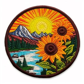 Sunflower Patch 3" Iron-on Embroidered Sublimated Applique for Clothing Vest, Sew-on Decorative Embroidery, Badge Emblem, Nature Souvenir, Outdoor Patches, National Parks, Wild Flowers, Wild Animals