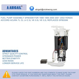 Fuel Pump Assembly Replacement SP8030M for 1998 1999 2000 2001 2002 Honda Accord Acura TL CL L4 2.3L V6 3.0L V6 3.2L