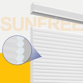 SUNFREE Top Down Bottom Up Cellular Blinds,Cellular Shades Blackout, Honeycomb Window Shade for Windows, 33" W x 64" H, White(Light Filtering)