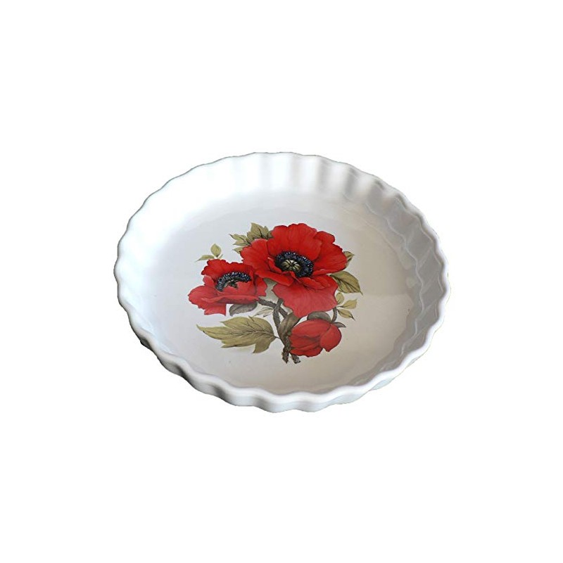 Poppy Pattern 25cm Ceramic flan Quiche Dish