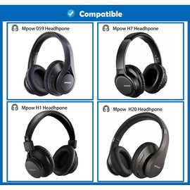 DowiTech Professional Ear Pads Replacement Cushions Compatible with Mpow 059 H5 (DIY) H1 H7 H20 Headphones Ear Pads with Skin-friendly Leather and Memory Foam