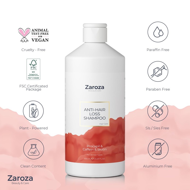 Zaroza Anti-Hair Loss Shampoo Biotin,Caffeine & Saw Palmetto Enriched Formula,