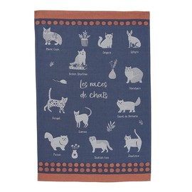 Coucke Printed Cotton Tea Towel 50 x 75 cm Cat Breeds