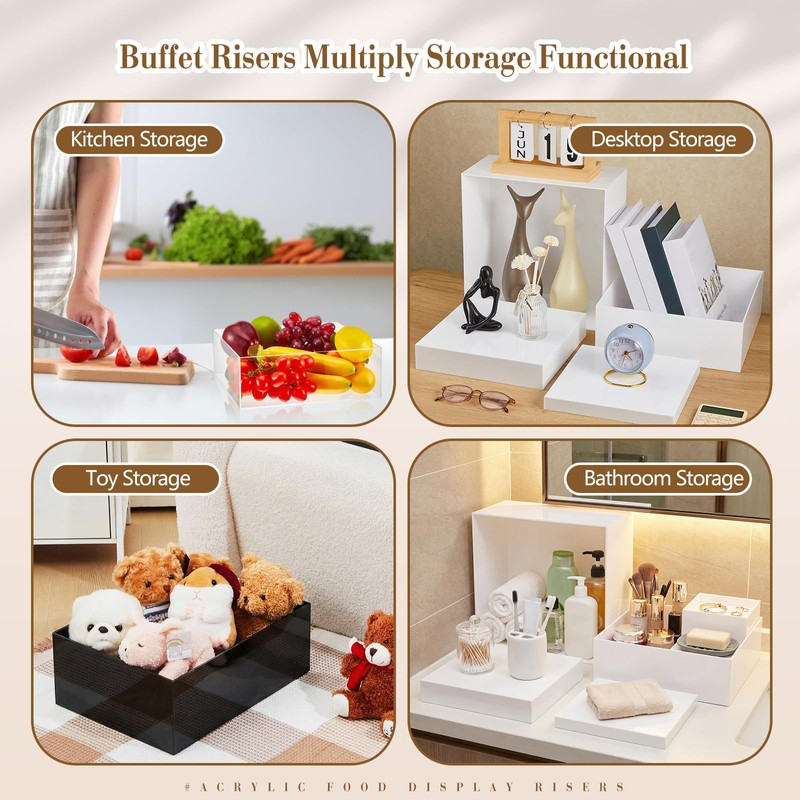 Leinuosen 5 Pcs Large Buffet Risers Set Rectangle Acrylic Display