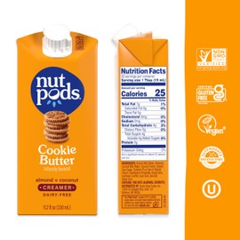 nutpods Cookie Butter Non Dairy Coffee Creamer, Sweetened with Organic Cane Sugar, Made from Almonds and Coconuts, Gluten Free, Non-GMO, Vegan, Kosher, Plant Based (12-Pack)