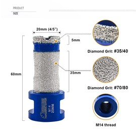 SHDIATOOL Diamond Drill Bits Beveling Chamfer Bits 20mm x M14 Countersink Drill Bits for Tile Marble Ceramic Trimming Finishing Cleaning Enlarging Existing Holes