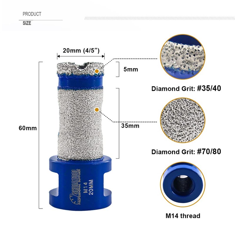 SHDIATOOL Diamond Drill Bits Beveling Chamfer Bits 20mm x M14