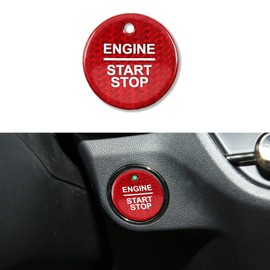 QianBao Compatible with Carbon Fiber Start Stop Button Cover Car Engine Push Start Ignition Switch for Ford F-150 Explorer Escape Focus Fusion Edge Ranger Taurus Everest Red