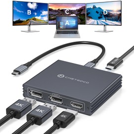USB C to HDMI + 2 Displayport Adapter 3 Monitors 4K60Hz DP HDMI Splitter 1 in 3 Out for Extended Display with PD 100W Charging, Plug & Play, Compatible with Laptop,PC,USB-C Graphics Card