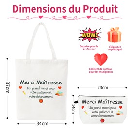 Hapculon Teacher Gift, Cosmetic Bag + Cotton Bag Gift Teacher Gift Christmas for Primary School Teacher Farewell Educator