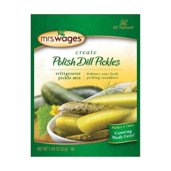 Mrs. Wages Polish Dill Refrigerator Pickle Mix (VALUE Case of SIX 1.94oz Packets - 1 Packet Makes 4 Pints)
