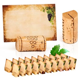 Set of 20 Place Cards Made of Used Corks | with Cards (20 Printed & 20 Blank) | Vintage Place Cards, Creative Name Cards | Cork Place Card Holder for Weddings, Birthdays, Celebrations & Festivals