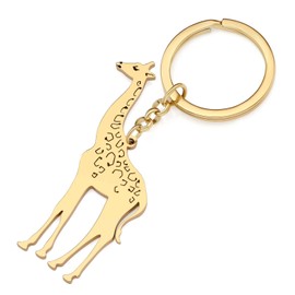 LONYOO Stainless Steel Keyring Giraffe Keychain Accessories for Women Girls Boys Packback Car Keys Wallet Charms (Gold)